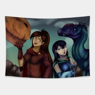 Girls with Dinosaurs Tapestry