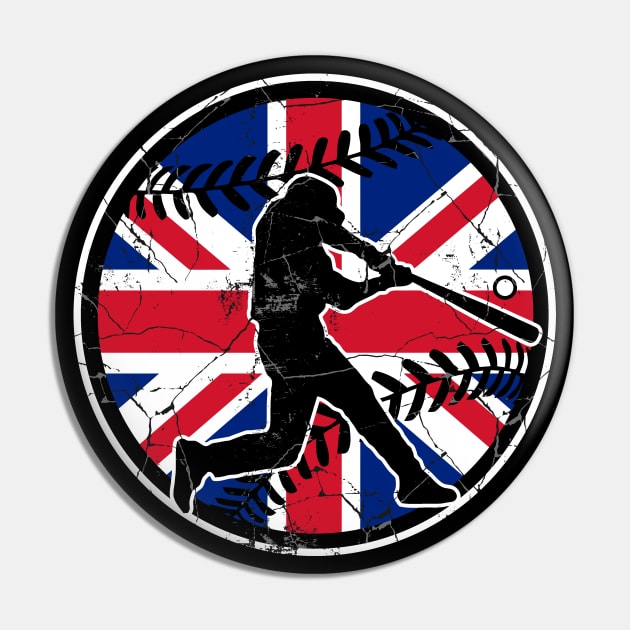 Great Britain Flag Baseball GB Distressed Pin by TeeCreations