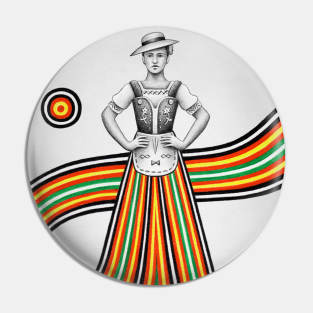 Woman in Traditional Dress Pin