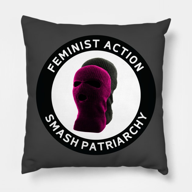 Feminist Action Smash Patriarchy Pillow by Tranquil Trove