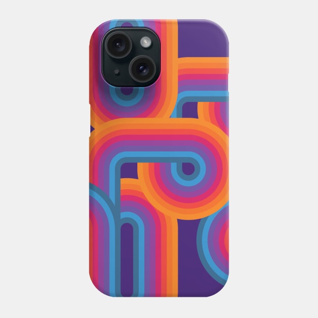 Purple Gradient Retro Stripes Phone Case by zeljkica