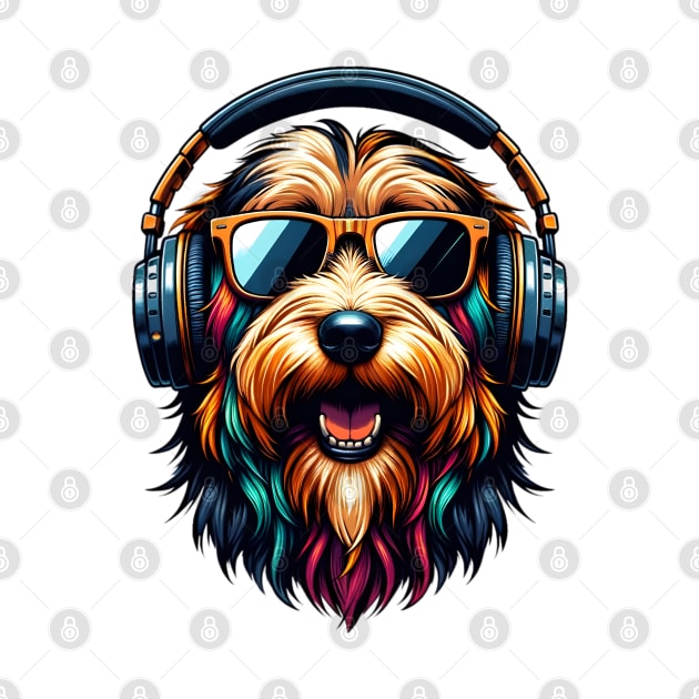 Otterhound as Smiling DJ with Headphones and Sunglasses by ArtRUs