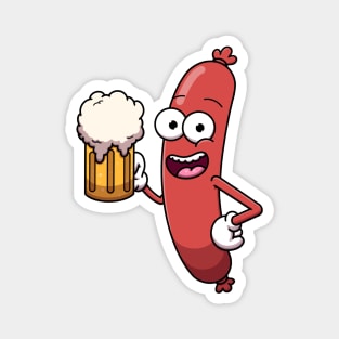 Happy Sausage With Beer Magnet