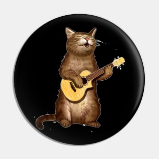 Cat Gifts For Cat Lovers Funny Playing Ukulele Pin