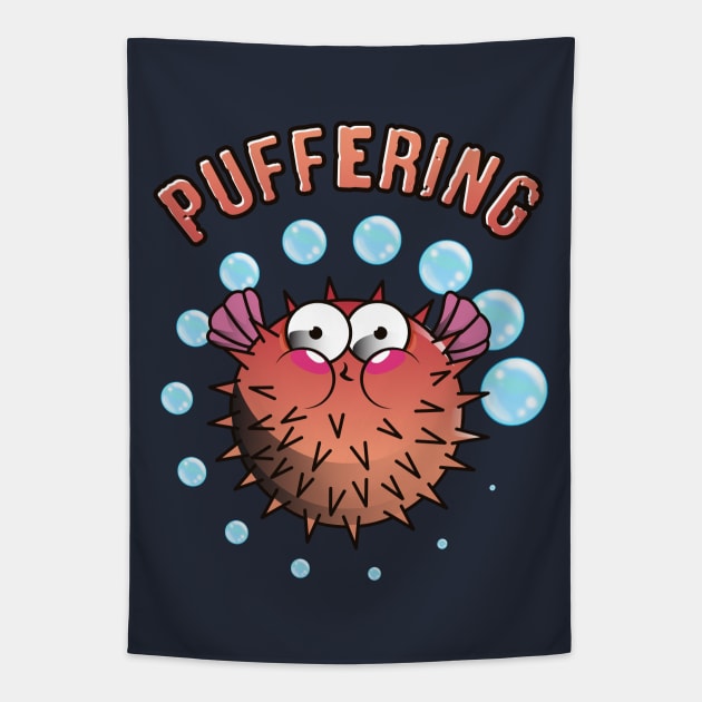 Pufferfish Puffering Meme Puffer Fish Tapestry by E