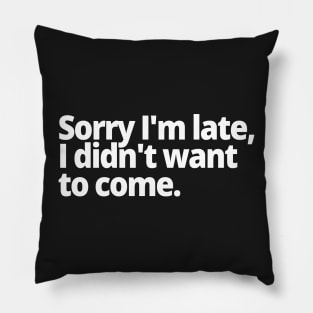 Sorry I'm late, I didn't want to come. Pillow