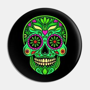 Neon Green Mexican Sugar Skull Pin