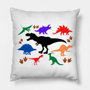 Dinosaurs, Dino Design, Types of Dinosaurs, T Rex, Stegosaurus, Triceratops, Velociraptor Pillow