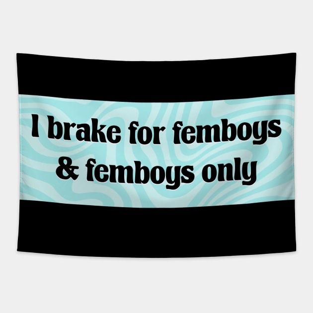 I Brake For Femboys - Y2K Funny Tapestry by Football from the Left