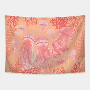 Jellyfish Peach Fuzz Tapestry