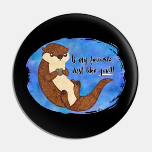 Otter Favorite Heart Rock Pin