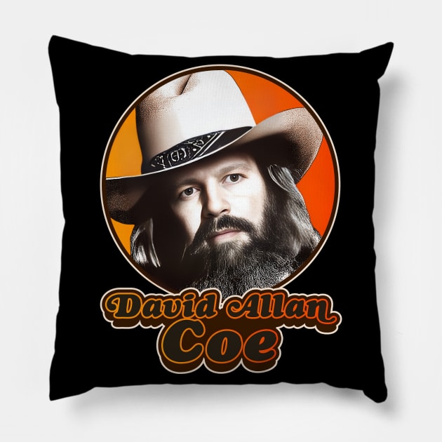 Retro David Allan Coe Tribute Pillow by darklordpug