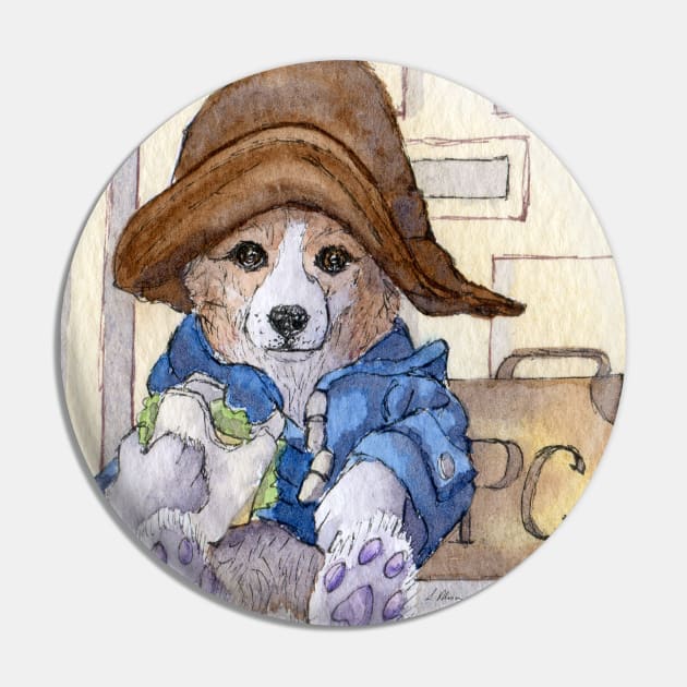 Pembroke corgi dog with his cheese and lettuce sandwich Pin by SusanAlisonArt