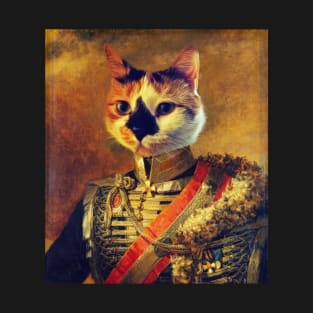 Cat Vintage Military Portrait T-Shirt