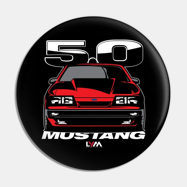 Foxbody 5.0 Ford Mustang 4 Eye Red Pin by LYM Clothing