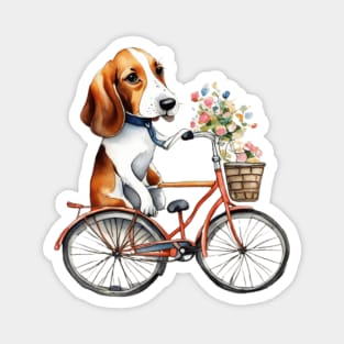 Cute dog driving a bicycle Magnet