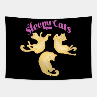 Sleepy Cats in Pink Tapestry