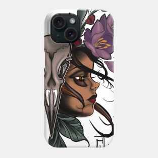 Crow skull tattoo graffiti girl Phone Case