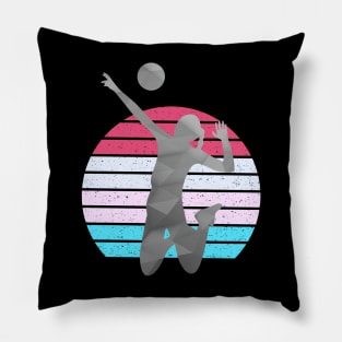 Volleyball Spiker Vintage Sunset Background Pillow