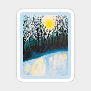 Winter sunset painting Magnet