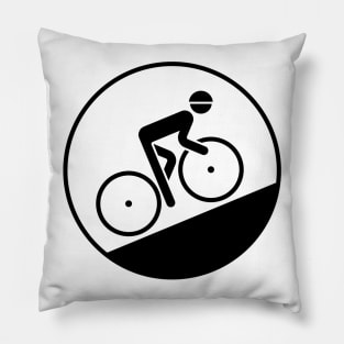 Cyclist Bicyclist Biker (Racing Bicycle / Uphill / Black) Pillow