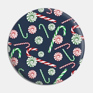 Peppermint dreams on navy blue Pin