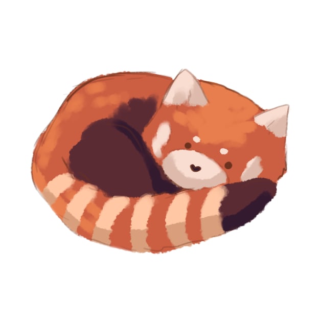 Cute red panda sleeping by Mayarart