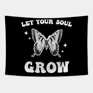 Let Your Soul Grow Brutalism Butterfly Tapestry