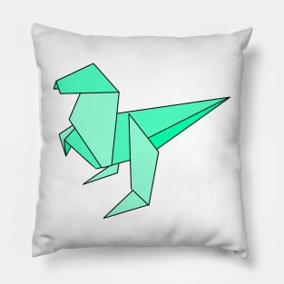 Green origami dinosaur Pillow