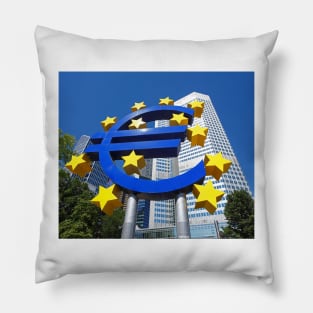 Euro symbol in front of the ECB building, Frankfurt Pillow