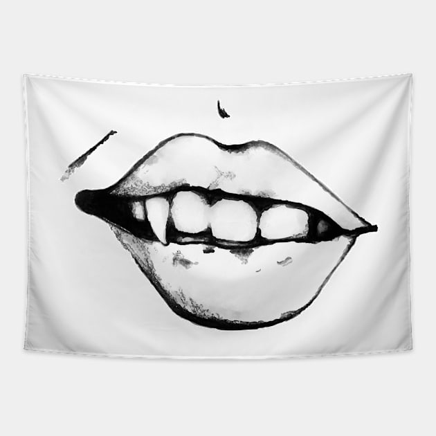 Vampire Teeth Halloween Tapestry by JJLosh