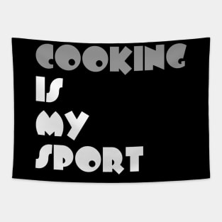 Cooking Is My Sport Typography White Design Tapestry