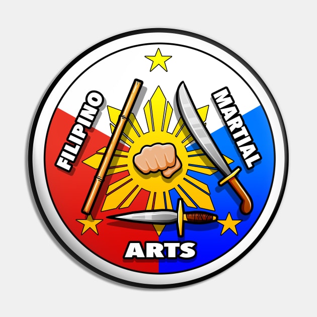 Filipino Martial Arts Logo (classic Filipino Flag style) Pin by YijArt