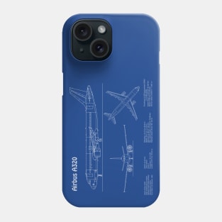 Airbus a320 Airplane Blueprint Plan - ADpng Phone Case