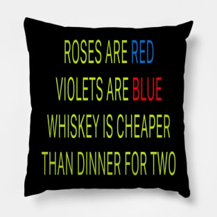 Roses are red violets are blue Whiskey is cheaper than dinner for two Pillow