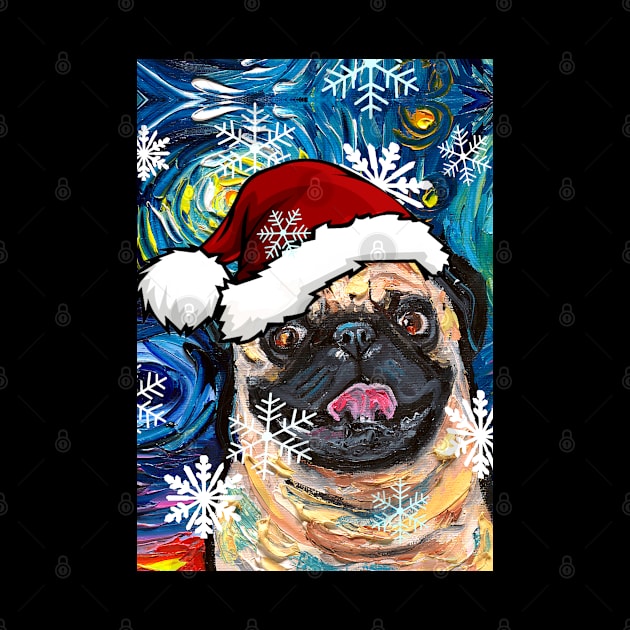 Fawn Pug Santa by sagittariusgallery