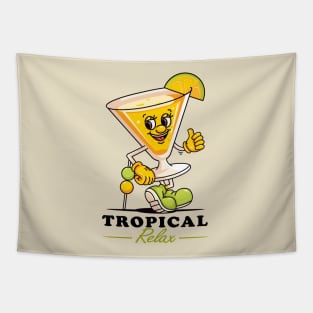 Relaxing glass of tequila cartoon mascot Tapestry