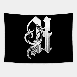 illustration of K font vintage style hand drawing design Tapestry