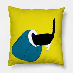 Cute Tuxedo Cat going to bed in his Igloo Copyright TeAnne Pillow