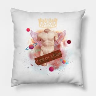 Greek stone floral design made of stone man  planet king of the universe pink Pillow