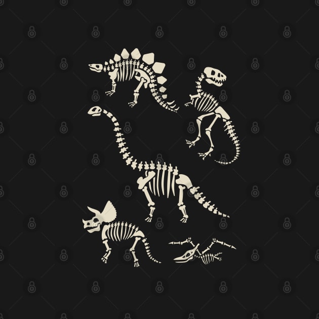 Dinosaur Fossils in Black by latheandquill