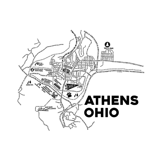 Athens Ohio Map Art by fiberandgloss