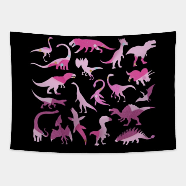 Colorful dinosaurs pattern Tapestry by Celestial Mystery