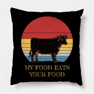 My Food Eats Your Food - Vintage Sunset Pillow