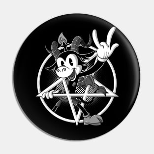 Blackcraft Baphomet retro Cartoon Devil Horns sign 666% from Hell Pin