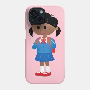 School Girl in Cute Blue Uniform Phone Case