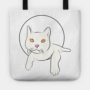 White cat with orange eyes Tote