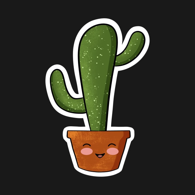 Kawaii cute cactus sticker by LoneJensen
