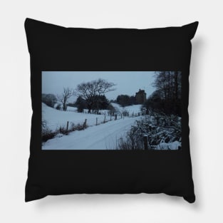 East Mains Castle In Winter, East Kilbride Pillow