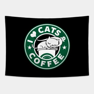 I Love Cats and Coffee Gift For Cats and Coffee Lovers Tapestry